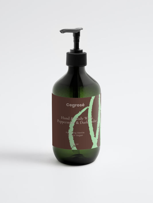 Gel douche et nettoyant pour les mains, menthe poivrée et cèdre foncé 490 ml