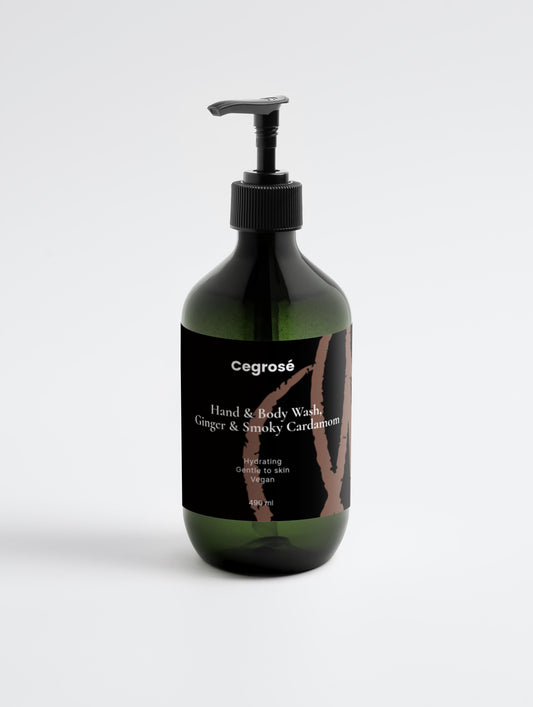 Gel douche et nettoyant pour les mains au gingembre et à la cardamome fumée 490 ml