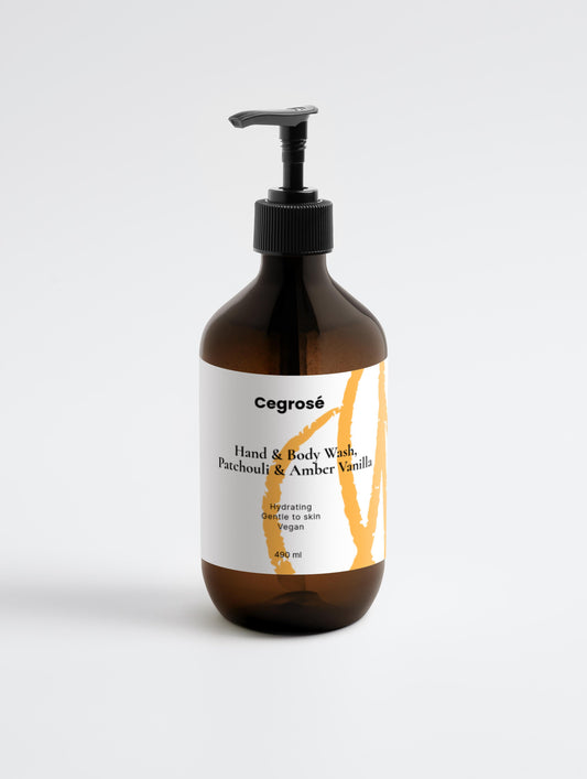 Gel douche et corps, patchouli et vanille ambrée 490 ml